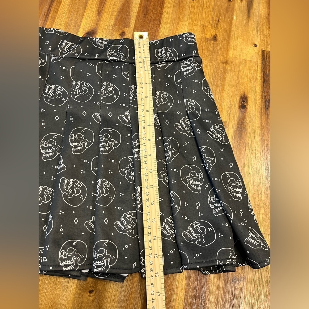 BodyRage Spencer’s Skull Skater Skirt Pleated Halloween Wednesday skeleton Small - Picture 10 of 12